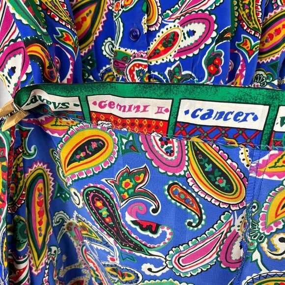 Vintage Schrader Long Sleeve Pleated Midi Dress Womens 14 Paisley Secretary 70s - Picture 10 of 16
